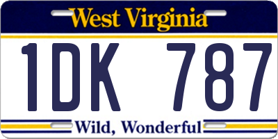 WV license plate 1DK787