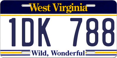 WV license plate 1DK788