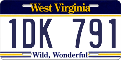 WV license plate 1DK791