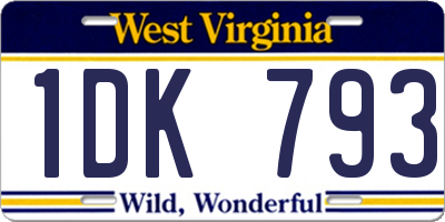 WV license plate 1DK793