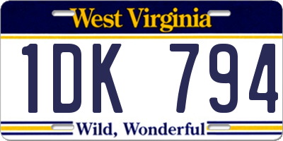 WV license plate 1DK794
