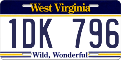WV license plate 1DK796