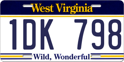 WV license plate 1DK798