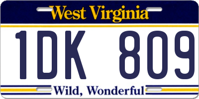 WV license plate 1DK809
