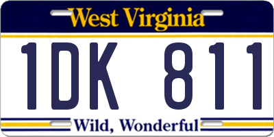 WV license plate 1DK811