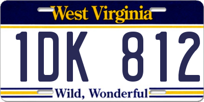 WV license plate 1DK812