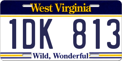 WV license plate 1DK813