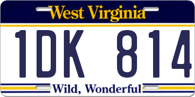 WV license plate 1DK814