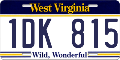 WV license plate 1DK815