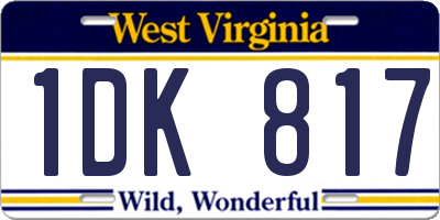 WV license plate 1DK817