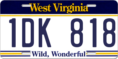 WV license plate 1DK818
