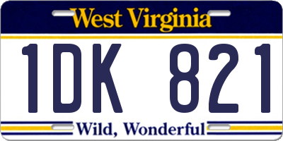 WV license plate 1DK821