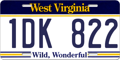WV license plate 1DK822