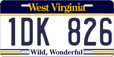 WV license plate 1DK826