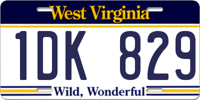 WV license plate 1DK829