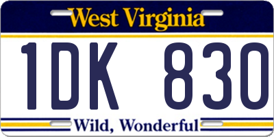 WV license plate 1DK830
