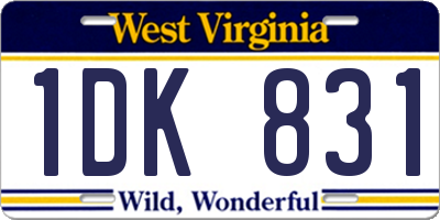 WV license plate 1DK831