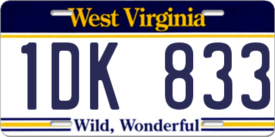 WV license plate 1DK833