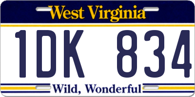WV license plate 1DK834