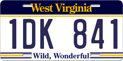WV license plate 1DK841