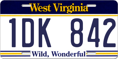 WV license plate 1DK842