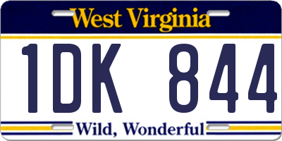 WV license plate 1DK844