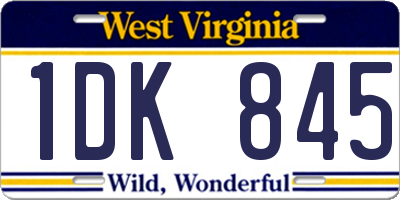 WV license plate 1DK845