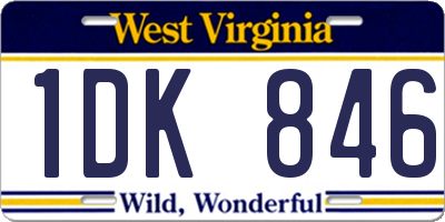 WV license plate 1DK846