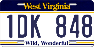 WV license plate 1DK848