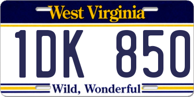 WV license plate 1DK850