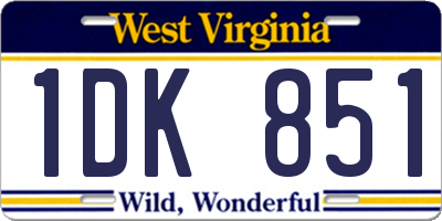 WV license plate 1DK851
