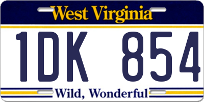 WV license plate 1DK854