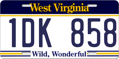 WV license plate 1DK858