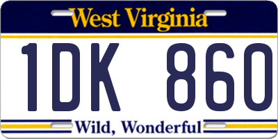 WV license plate 1DK860