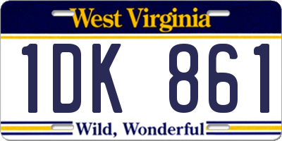 WV license plate 1DK861