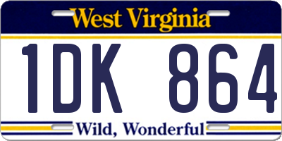 WV license plate 1DK864