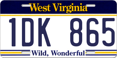 WV license plate 1DK865