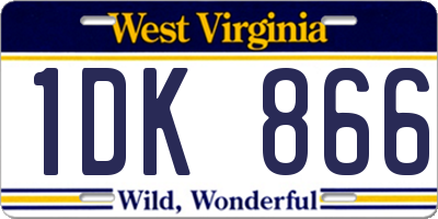 WV license plate 1DK866