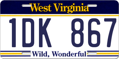 WV license plate 1DK867
