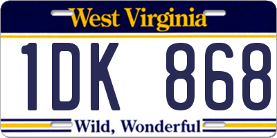 WV license plate 1DK868