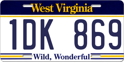 WV license plate 1DK869