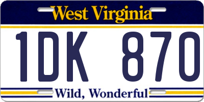 WV license plate 1DK870