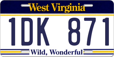 WV license plate 1DK871