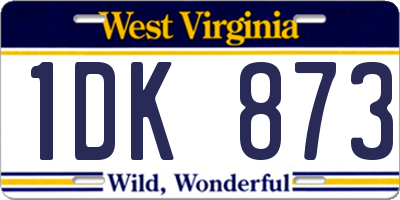 WV license plate 1DK873