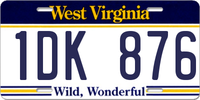 WV license plate 1DK876