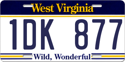 WV license plate 1DK877