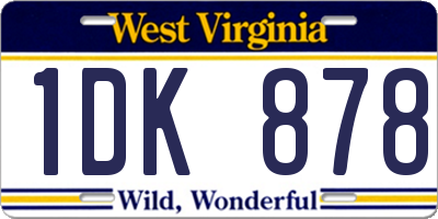 WV license plate 1DK878