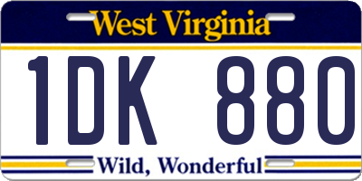 WV license plate 1DK880