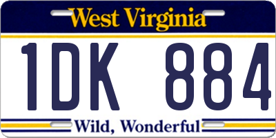 WV license plate 1DK884