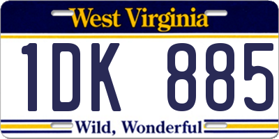 WV license plate 1DK885